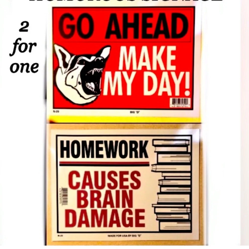 DAY to DAY brands funny catchphrases Plastic red/black Signs sizes 9x12 NEW - Picture 1 of 1